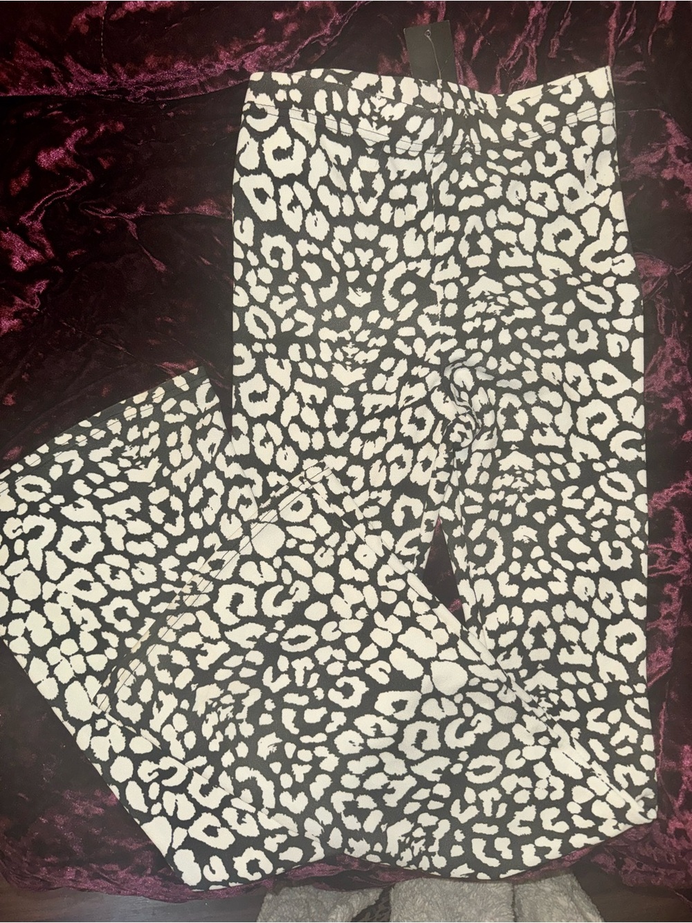 Nasty Gal Black & White Leopard Print Trousers
